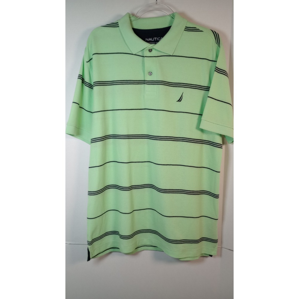 NAUTICA CLASSIC MENS PERFORMANCE DECK SHIRT GREEN  L Cotton  Boating Golf Casual